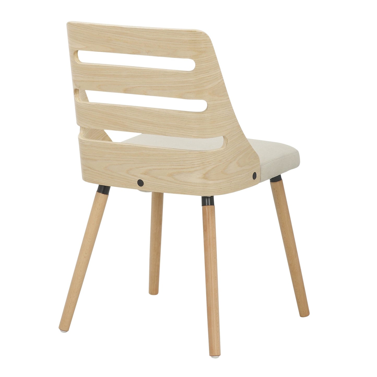 Trevi Mid-Century Modern Dining/Accent Chair in Natural Wood with Cream Fabric