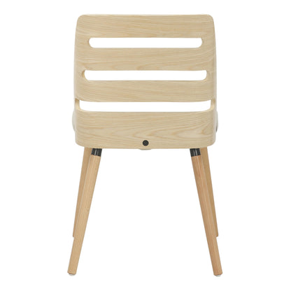 Trevi Mid-Century Modern Dining/Accent Chair in Natural Wood with Cream Fabric