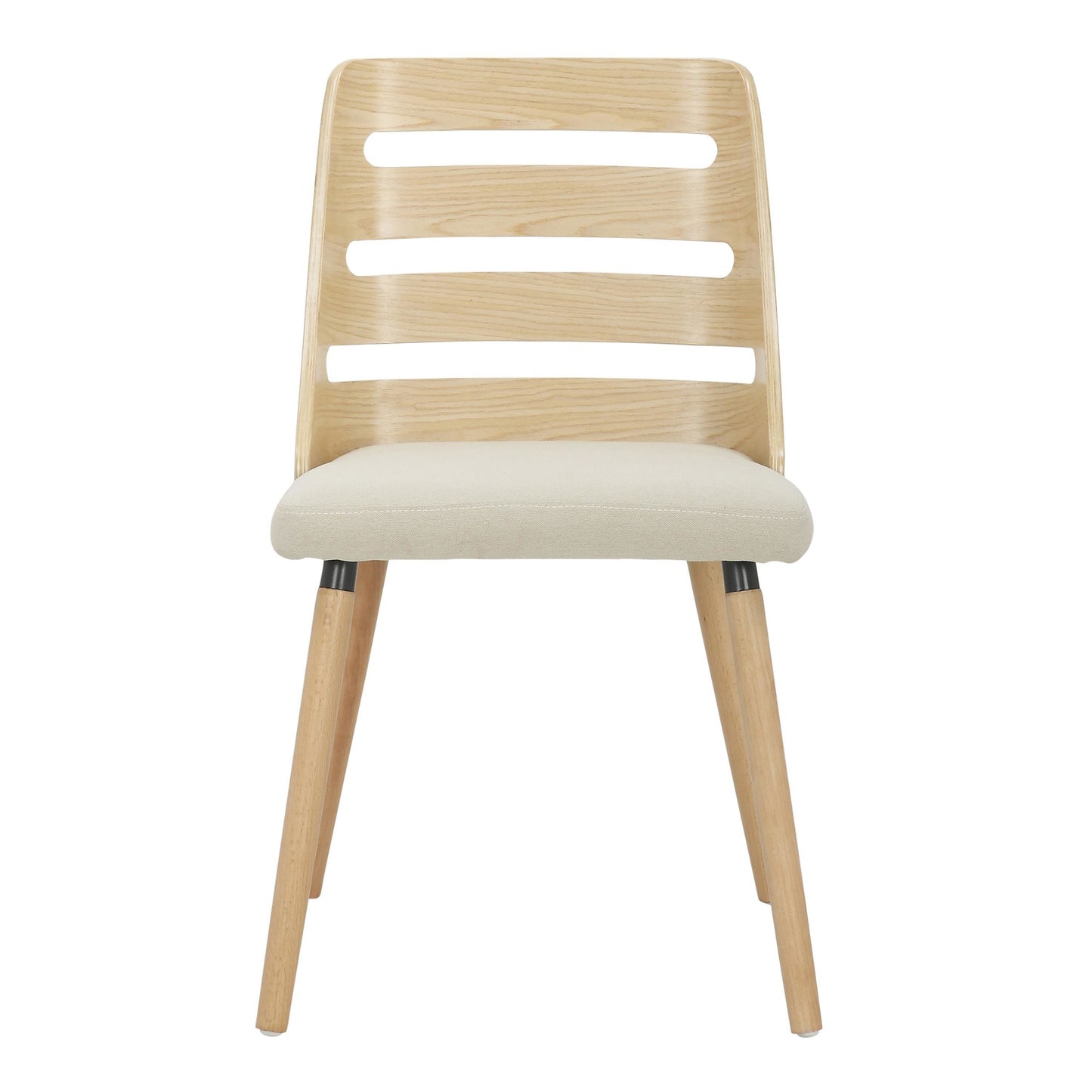 Trevi Mid-Century Modern Dining/Accent Chair in Natural Wood with Cream Fabric