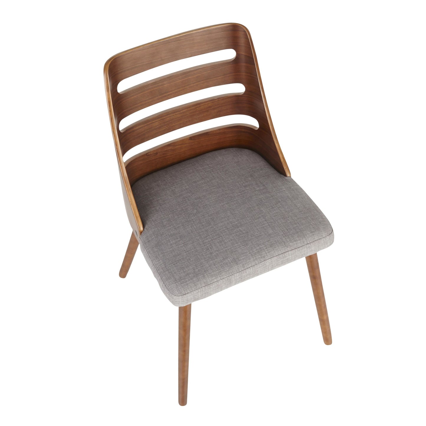 Trevi Mid-Century Modern Dining/Accent Chair in Natural Wood with Cream Fabric