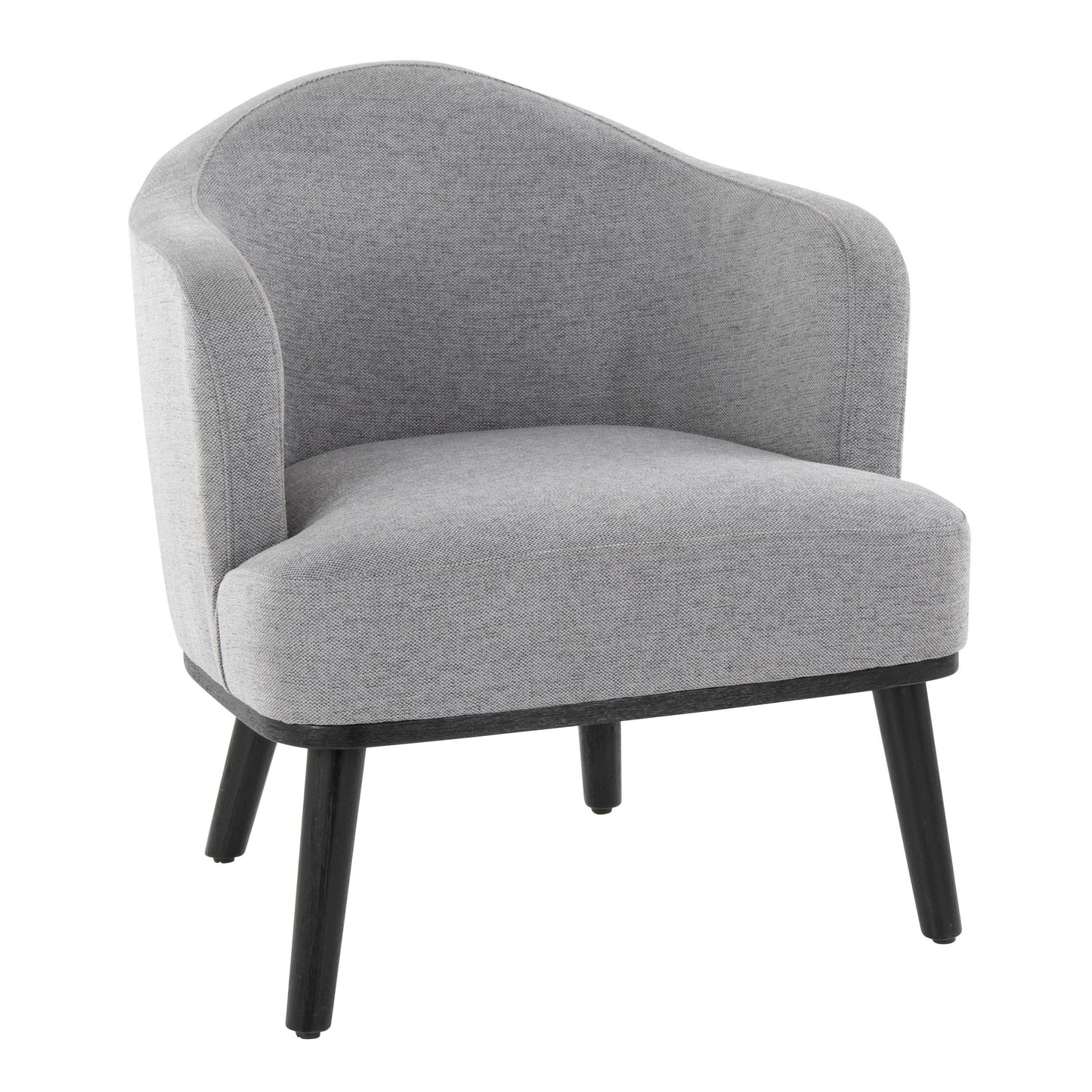 Ahoy Mid-Century Modern Accent Chair in Black Wood and Grey Fabric