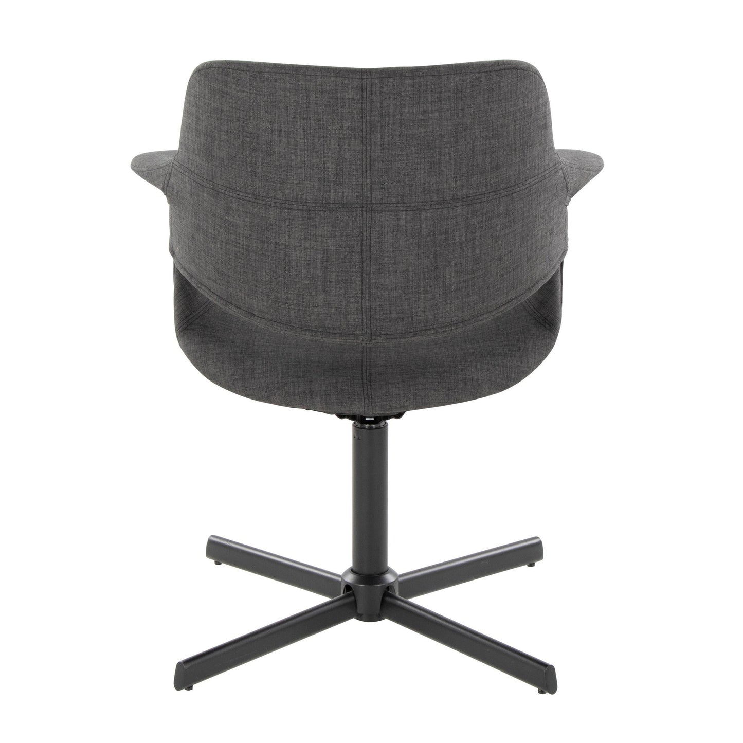 Vintage Flair Mid-Century Modern Swivel Accent Chair with X-pedestal Base in Black Metal and Black Faux Leather by LumiSource