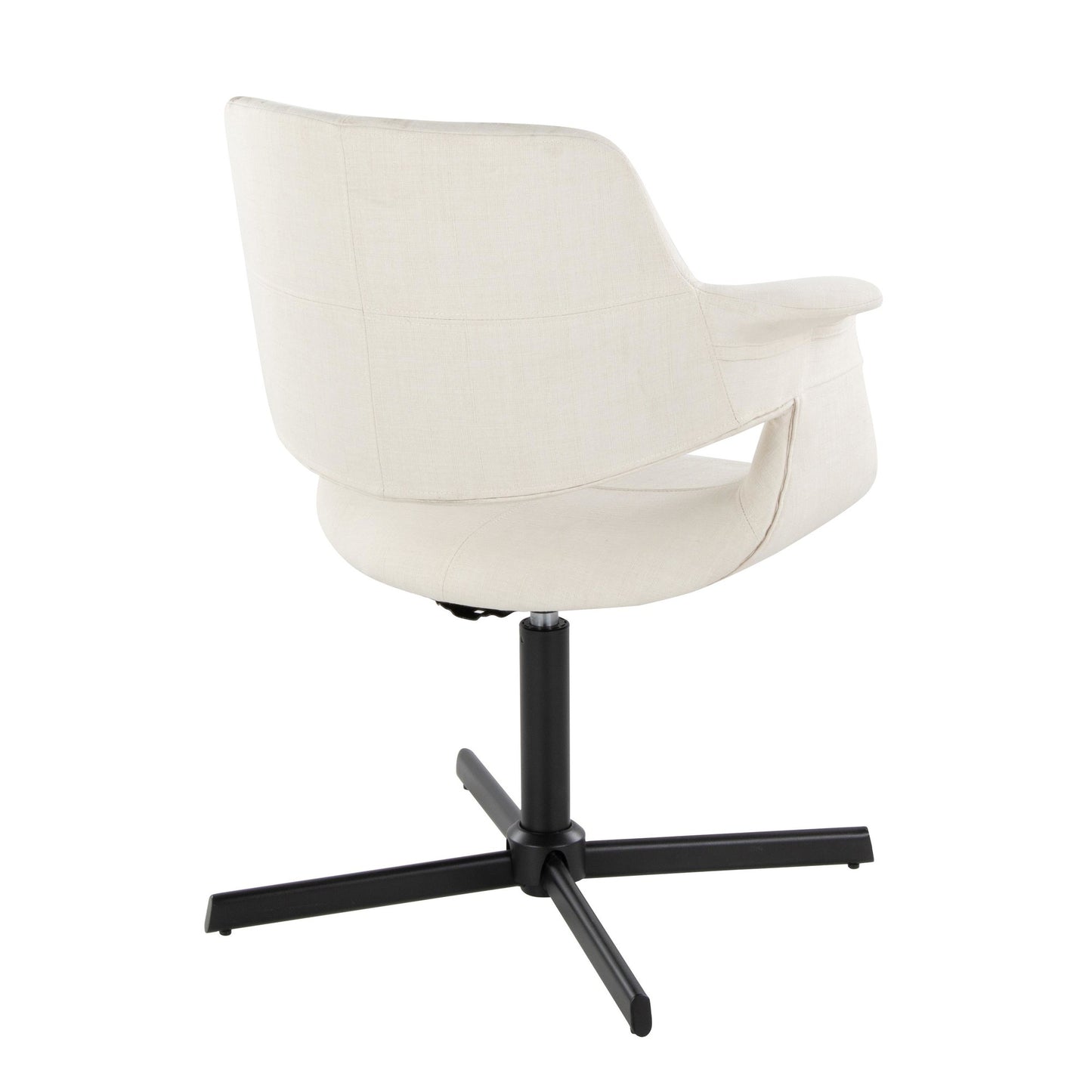 Vintage Flair Mid-Century Modern Swivel Accent Chair with X-pedestal Base in Black Metal and Black Faux Leather by LumiSource