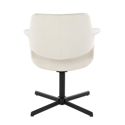 Vintage Flair Mid-Century Modern Swivel Accent Chair with X-pedestal Base in Black Metal and Black Faux Leather by LumiSource
