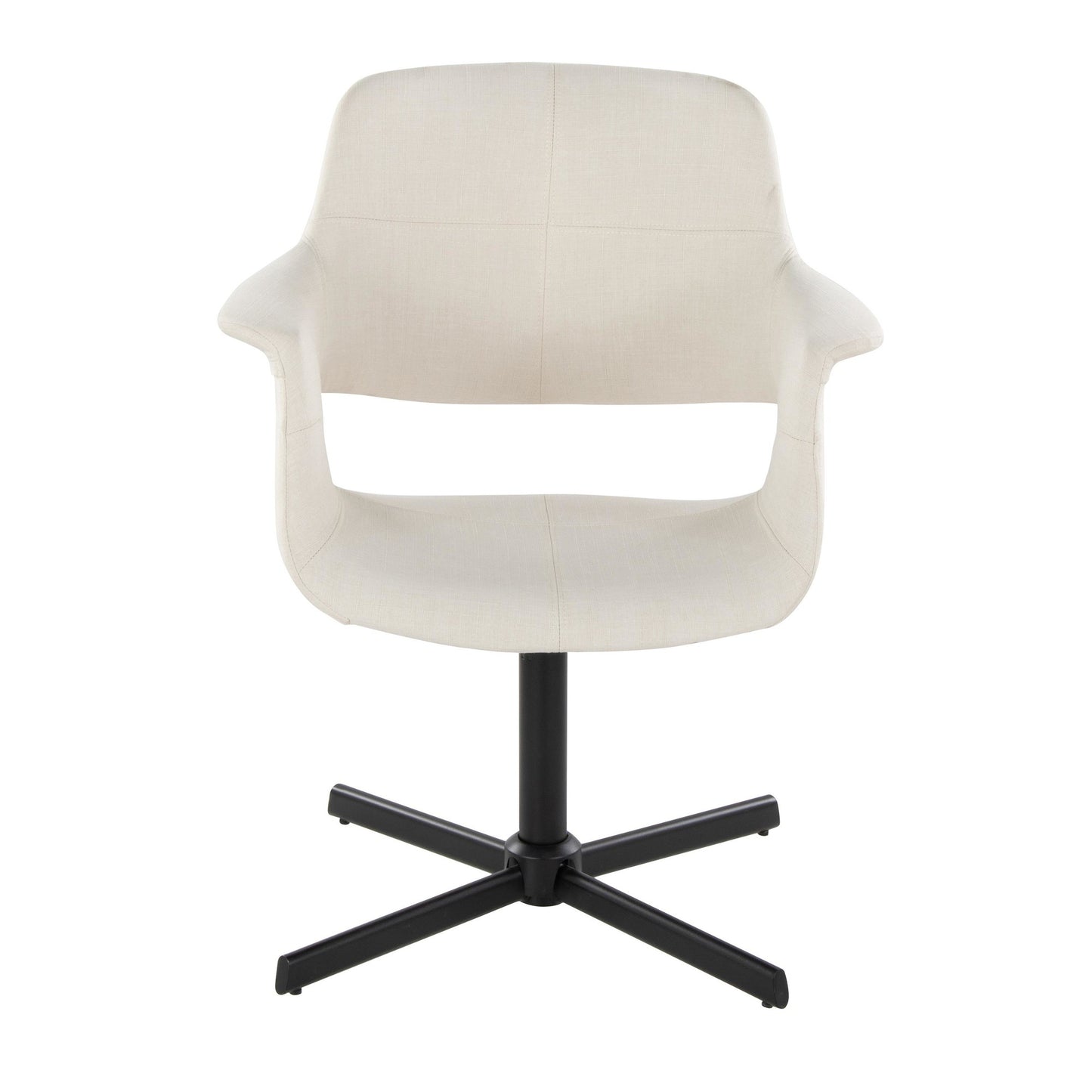 Vintage Flair Mid-Century Modern Swivel Accent Chair with X-pedestal Base in Black Metal and Black Faux Leather by LumiSource