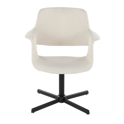 Vintage Flair Mid-Century Modern Swivel Accent Chair with X-pedestal Base in Black Metal and Black Faux Leather by LumiSource