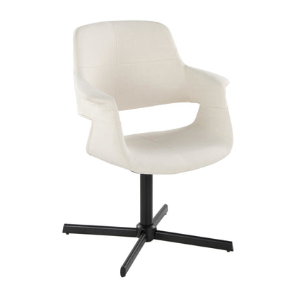 Vintage Flair Mid-Century Modern Swivel Accent Chair with X-pedestal Base in Black Metal and Black Faux Leather by LumiSource