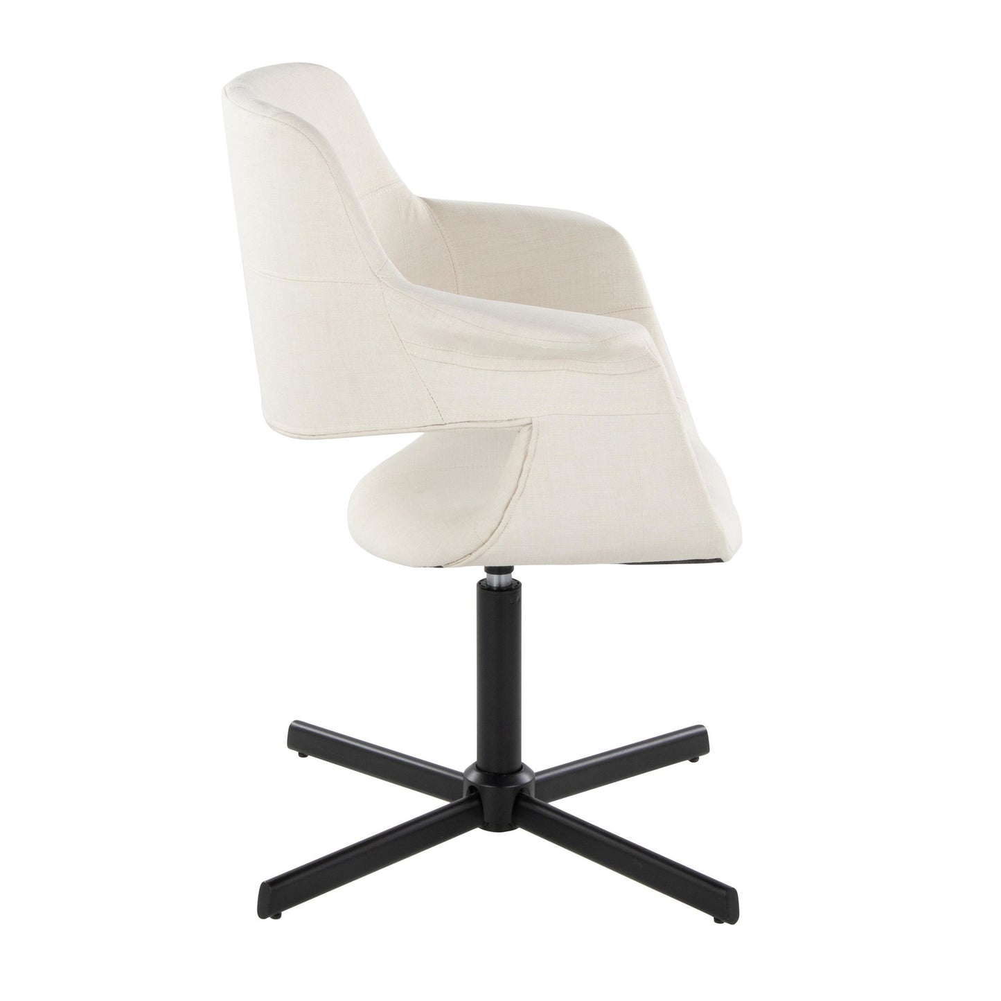 Vintage Flair Mid-Century Modern Swivel Accent Chair with X-pedestal Base in Black Metal and Black Faux Leather by LumiSource