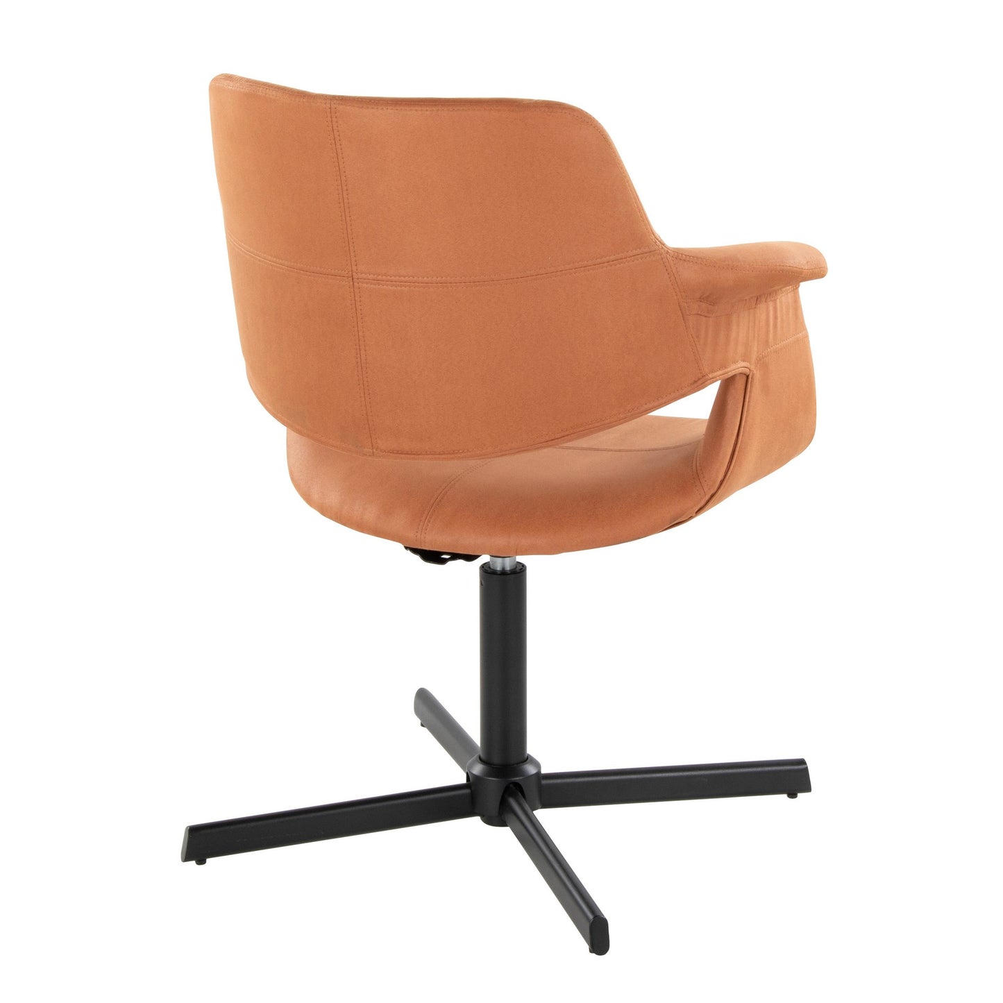 Vintage Flair Mid-Century Modern Swivel Accent Chair with X-pedestal Base in Black Metal and Black Faux Leather by LumiSource