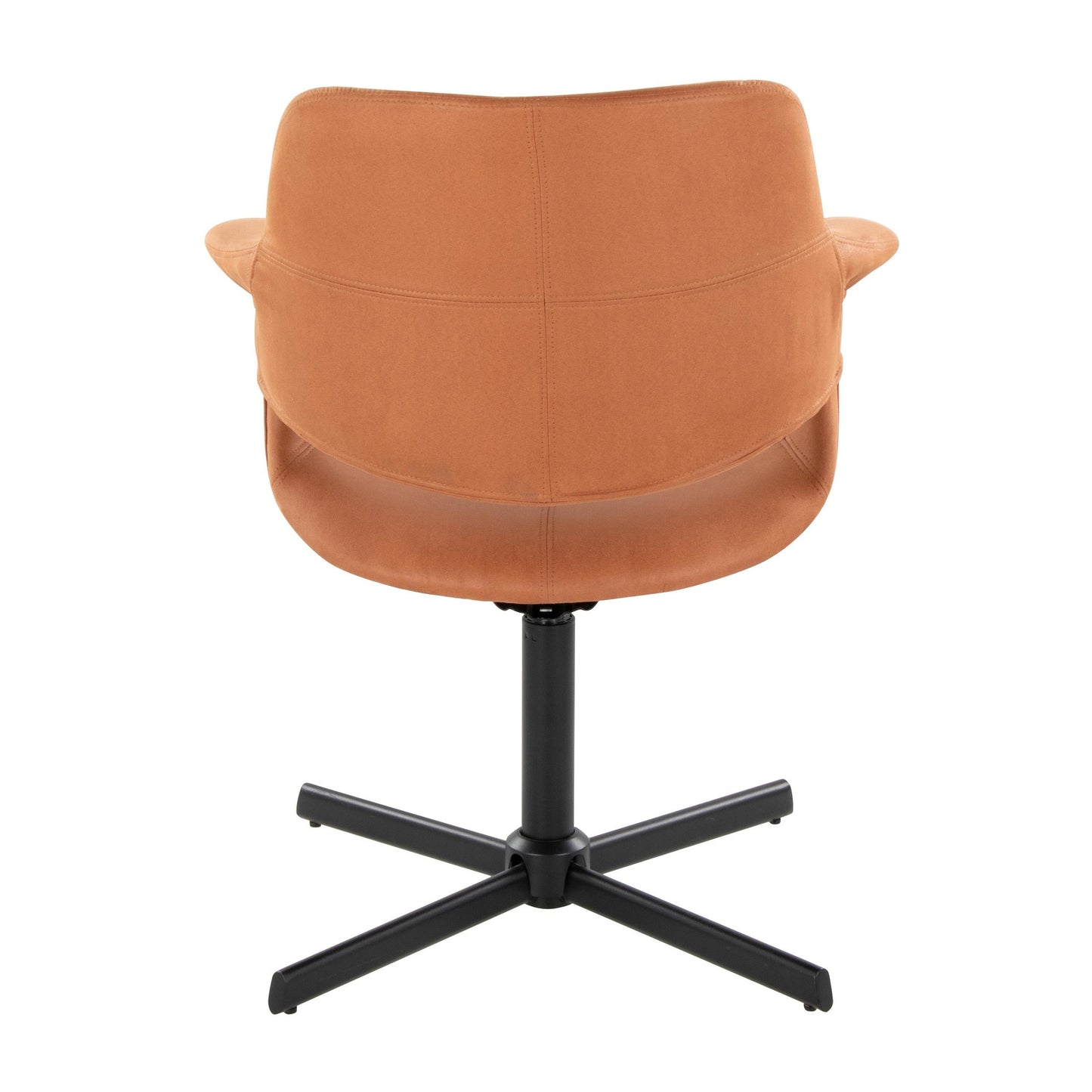 Vintage Flair Mid-Century Modern Swivel Accent Chair with X-pedestal Base in Black Metal and Black Faux Leather by LumiSource