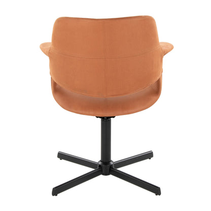 Vintage Flair Mid-Century Modern Swivel Accent Chair with X-pedestal Base in Black Metal and Black Faux Leather by LumiSource