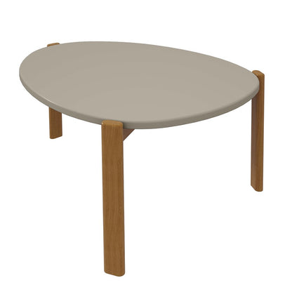 Manhattan Comfort Mid-Century Modern Gales Coffee Table with Solid Wood Legs in Greige