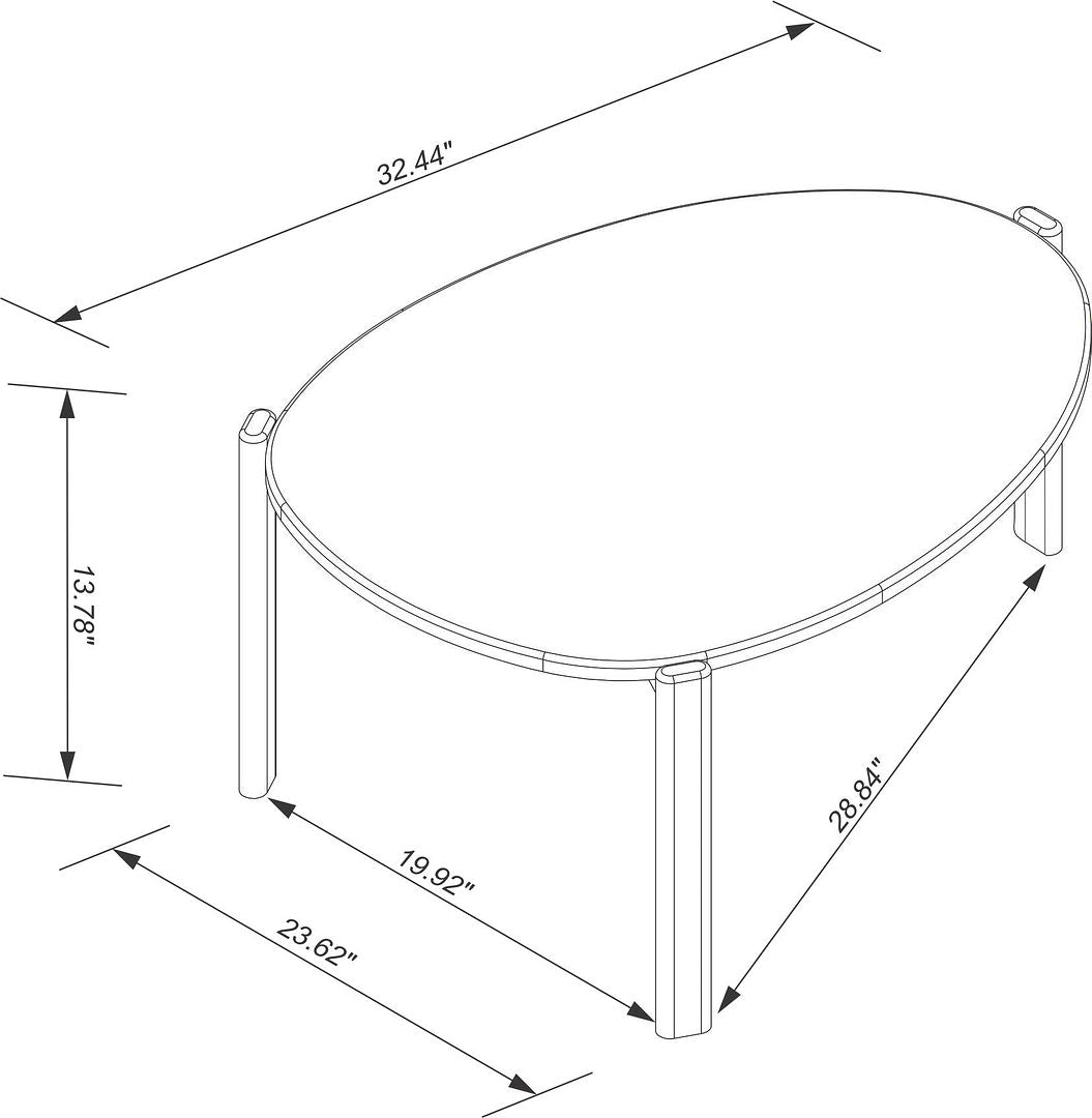 Manhattan Comfort Mid-Century Modern Gales Coffee Table with Solid Wood Legs