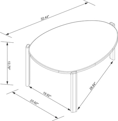 Manhattan Comfort Mid-Century Modern Gales Coffee Table with Solid Wood Legs