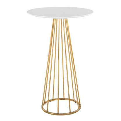 Canary Contemporary/Glam Bar Table in Gold Steel and White Wood