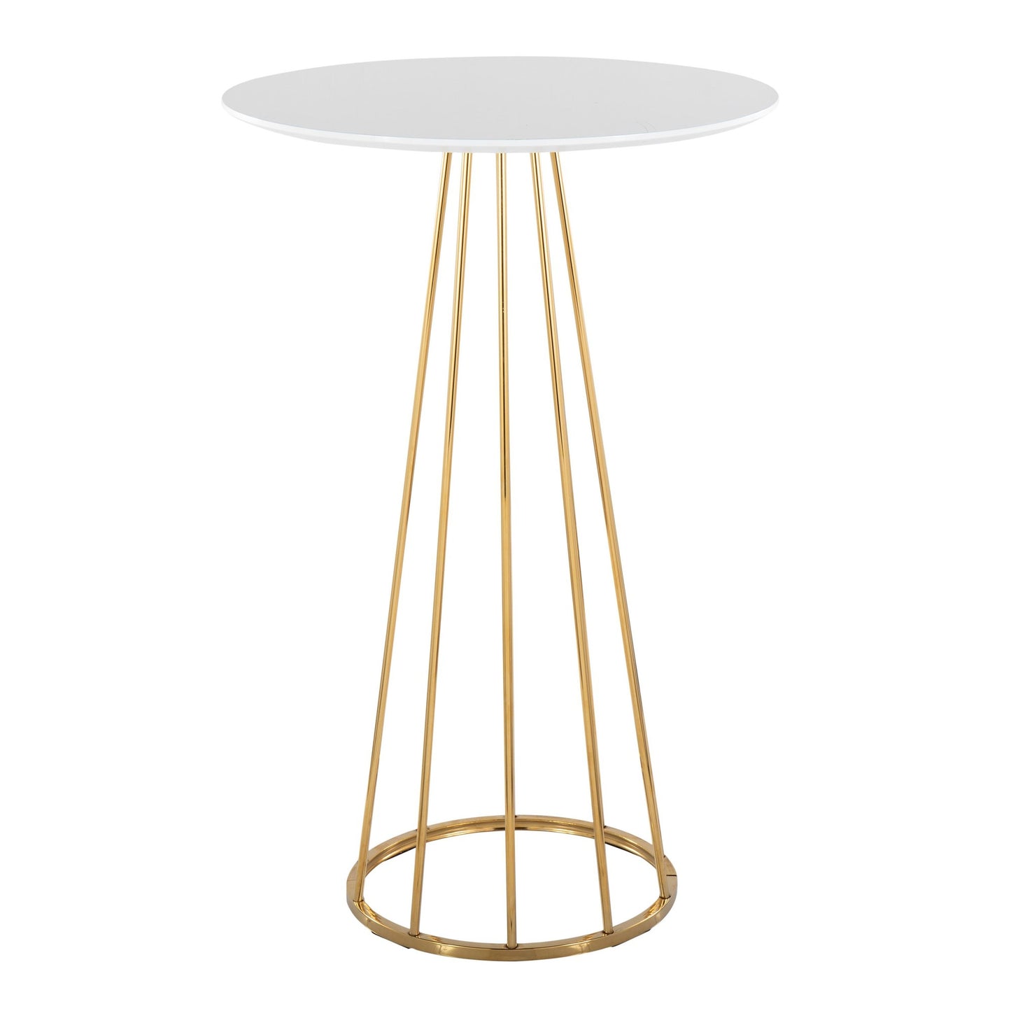 Canary Contemporary/Glam Bar Table in Gold Steel and White Wood