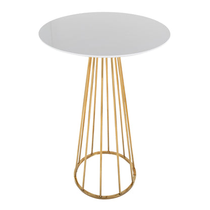 Canary Contemporary/Glam Bar Table in Gold Steel and White Wood