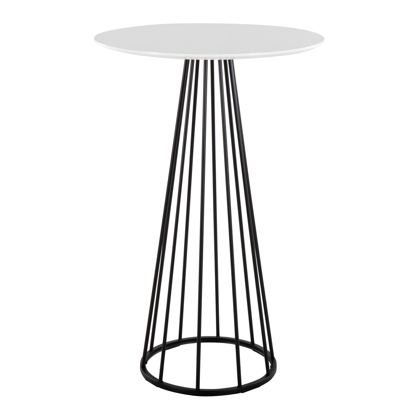 Canary Contemporary/Glam Bar Table in Gold Steel and White Wood