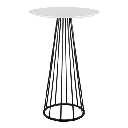 Canary Contemporary/Glam Bar Table in Gold Steel and White Wood