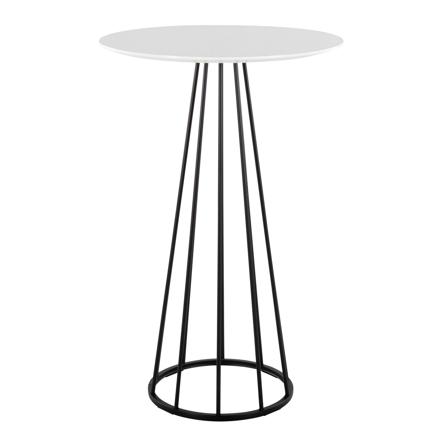 Canary Contemporary/Glam Bar Table in Gold Steel and White Wood