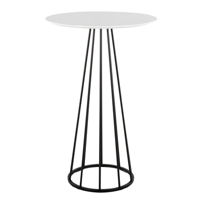 Canary Contemporary/Glam Bar Table in Gold Steel and White Wood