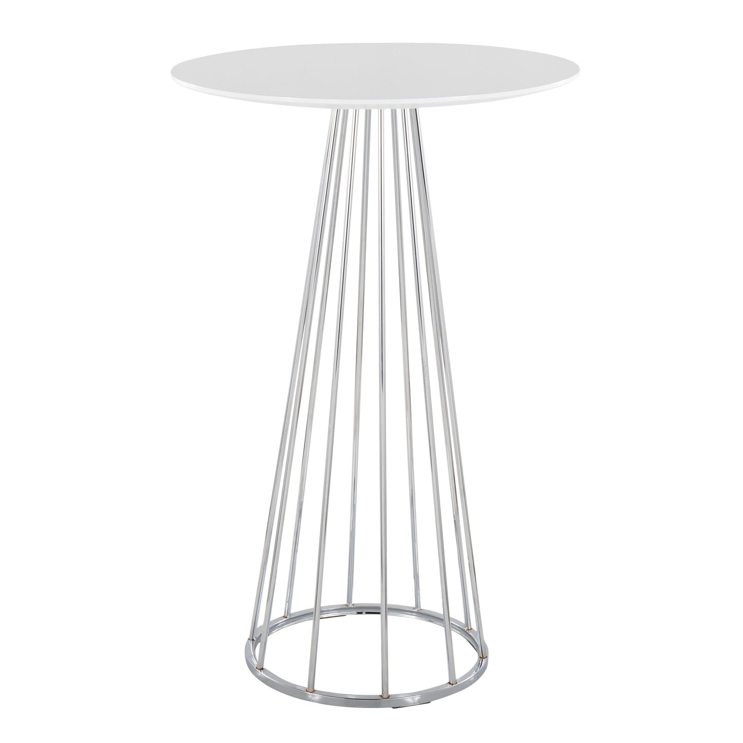 Canary Contemporary/Glam Bar Table in Gold Steel and White Wood