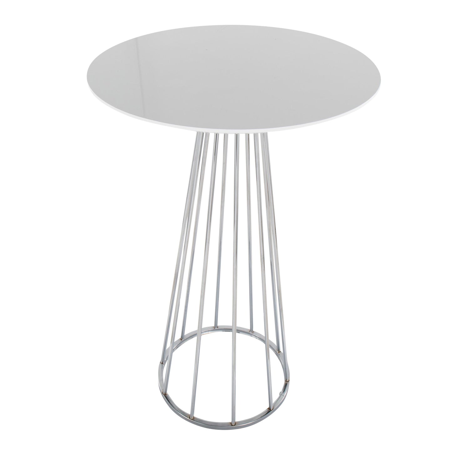 Canary Contemporary/Glam Bar Table in Gold Steel and White Wood