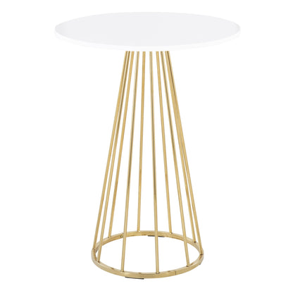 Canary Cece Contemporary/Glam Counter Table in Gold Steel and White Wood