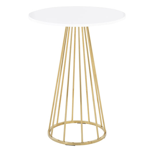 Canary Cece Contemporary/Glam Counter Table in Gold Steel and White Wood