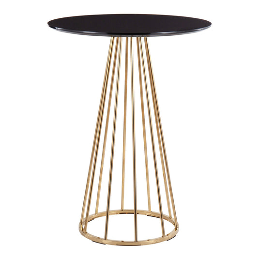 Canary Contemporary/Glam Counter Table in Gold Steel and Black Wood