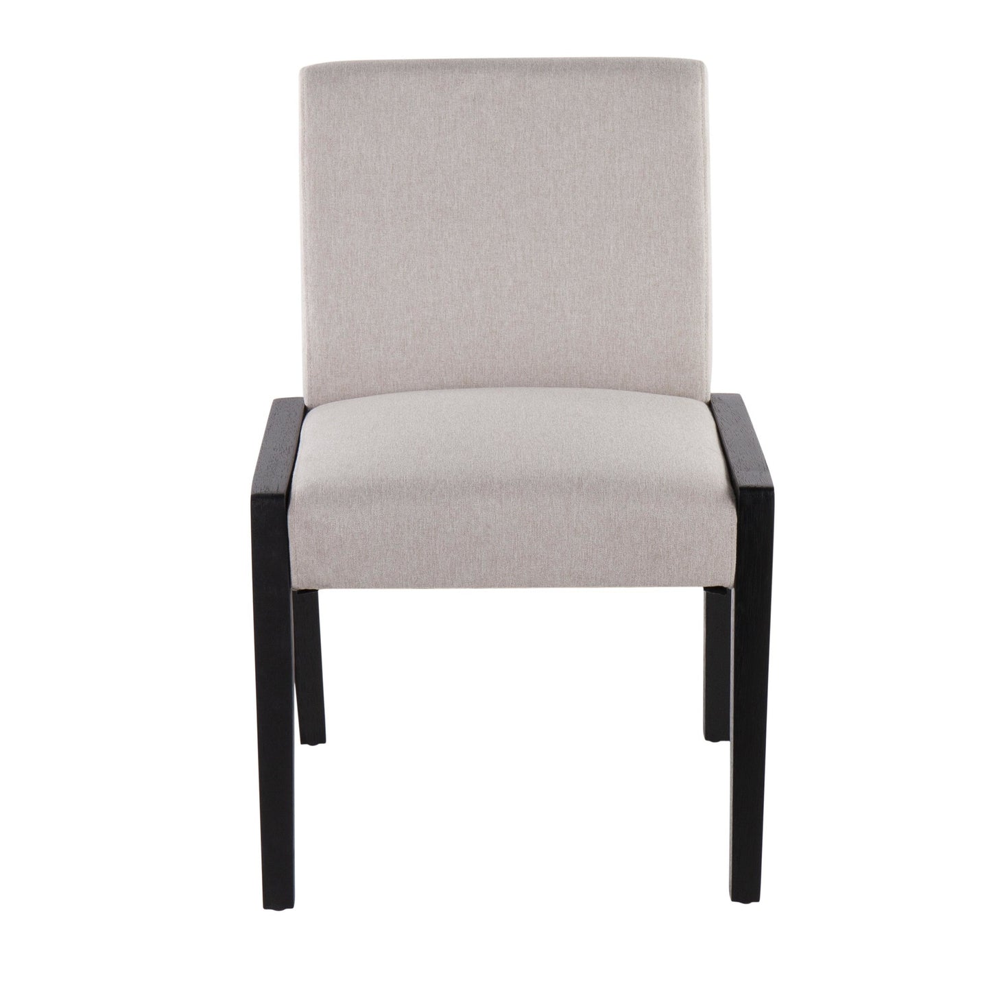 Carmen Contemporary Chair in Black Wood and Beige Fabric   - Set of 2