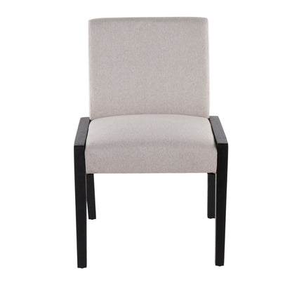Carmen Contemporary Chair in Black Wood and Beige Fabric   - Set of 2