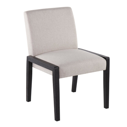 Carmen Contemporary Chair in Black Wood and Beige Fabric   - Set of 2