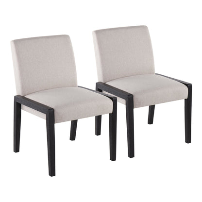 Carmen Contemporary Chair in Black Wood and Beige Fabric   - Set of 2