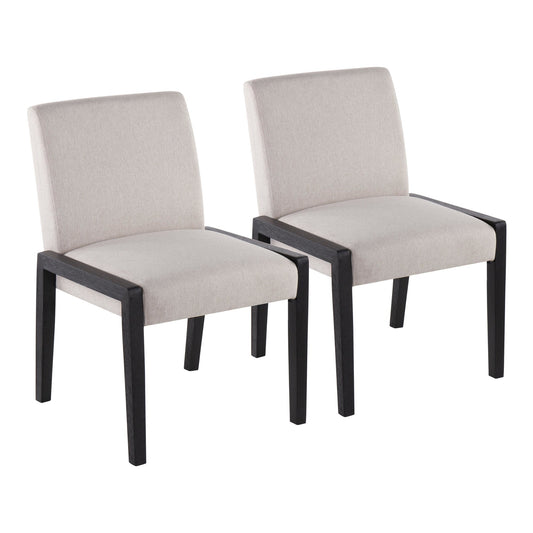 Carmen Contemporary Chair in Black Wood and Beige Fabric   - Set of 2