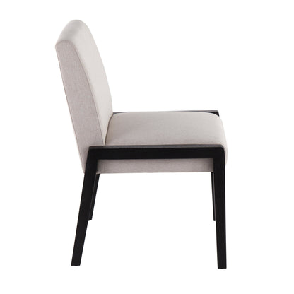 Carmen Contemporary Chair in Black Wood and Beige Fabric   - Set of 2