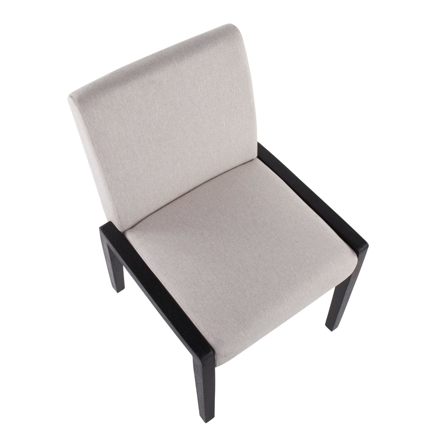 Carmen Contemporary Chair in Black Wood and Beige Fabric   - Set of 2
