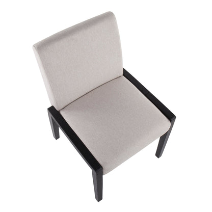Carmen Contemporary Chair in Black Wood and Beige Fabric   - Set of 2