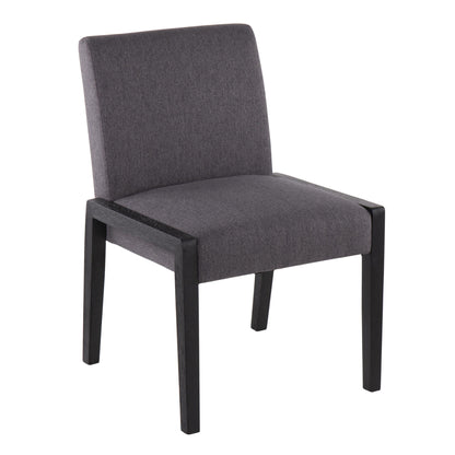 Carmen Contemporary Chair in Black Wood and Beige Fabric   - Set of 2