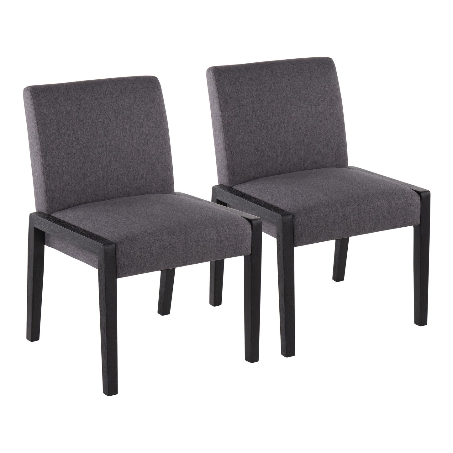 Carmen Contemporary Chair in Black Wood and Beige Fabric   - Set of 2