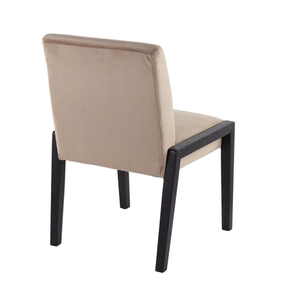 Carmen Contemporary Chair in Black Wood and Beige Fabric   - Set of 2