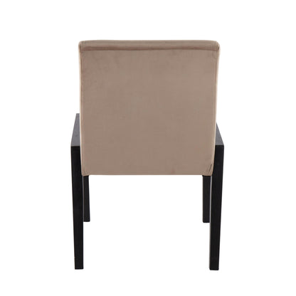 Carmen Contemporary Chair in Black Wood and Beige Fabric   - Set of 2