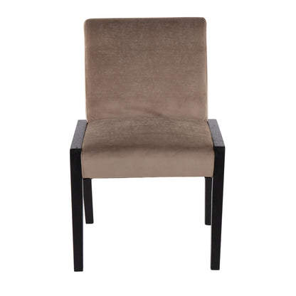 Carmen Contemporary Chair in Black Wood and Beige Fabric   - Set of 2