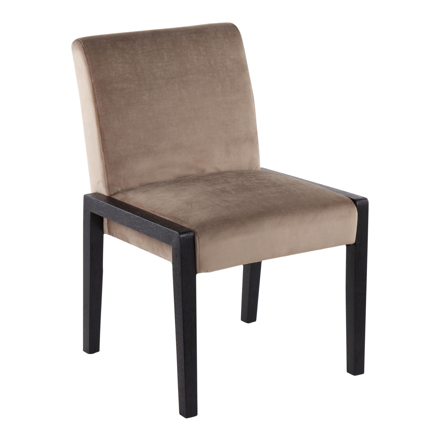 Carmen Contemporary Chair in Black Wood and Beige Fabric   - Set of 2