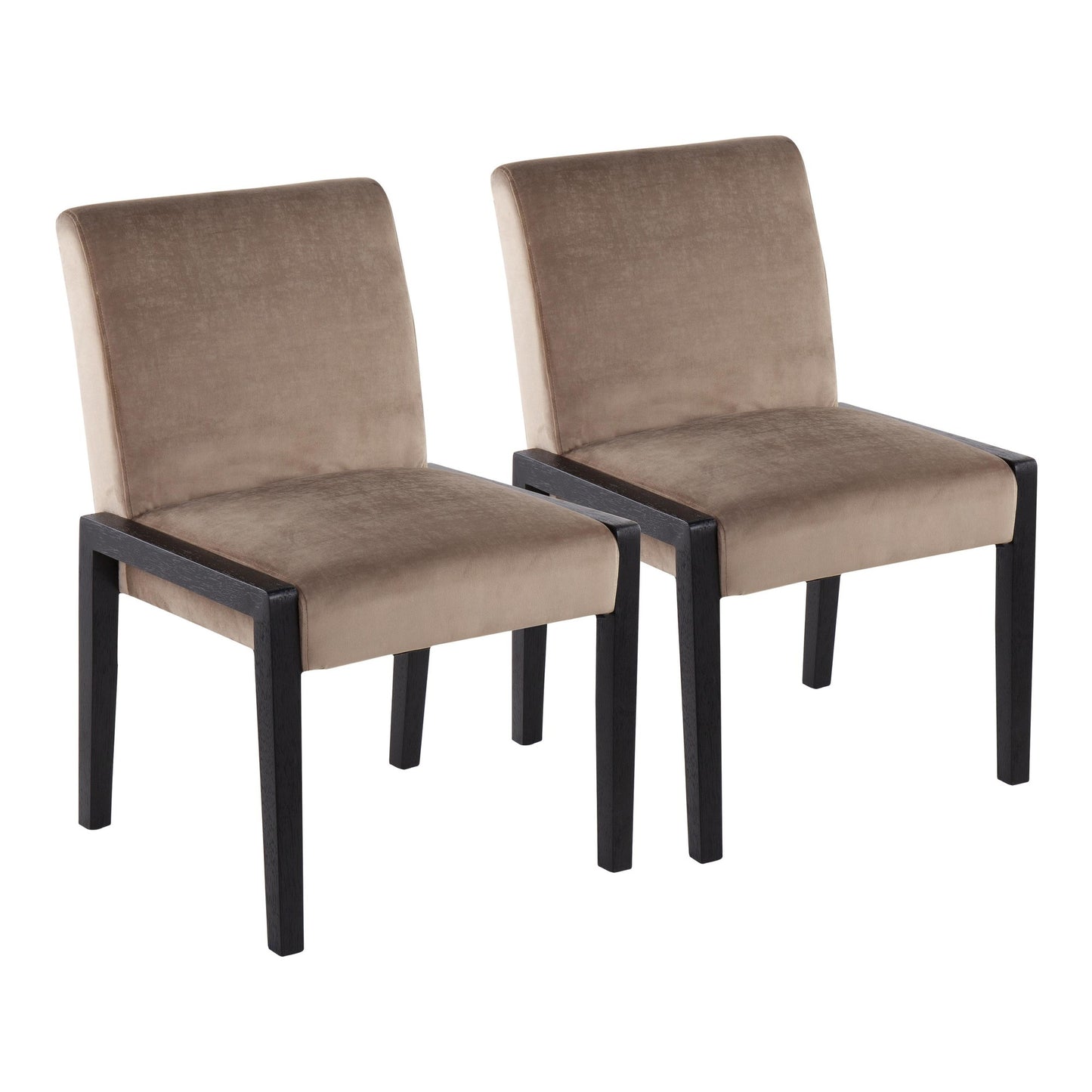 Carmen Contemporary Chair in Black Wood and Beige Fabric   - Set of 2