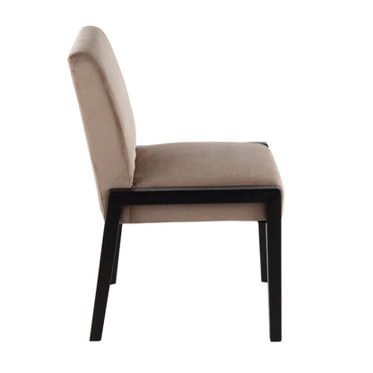 Carmen Contemporary Chair in Black Wood and Beige Fabric   - Set of 2