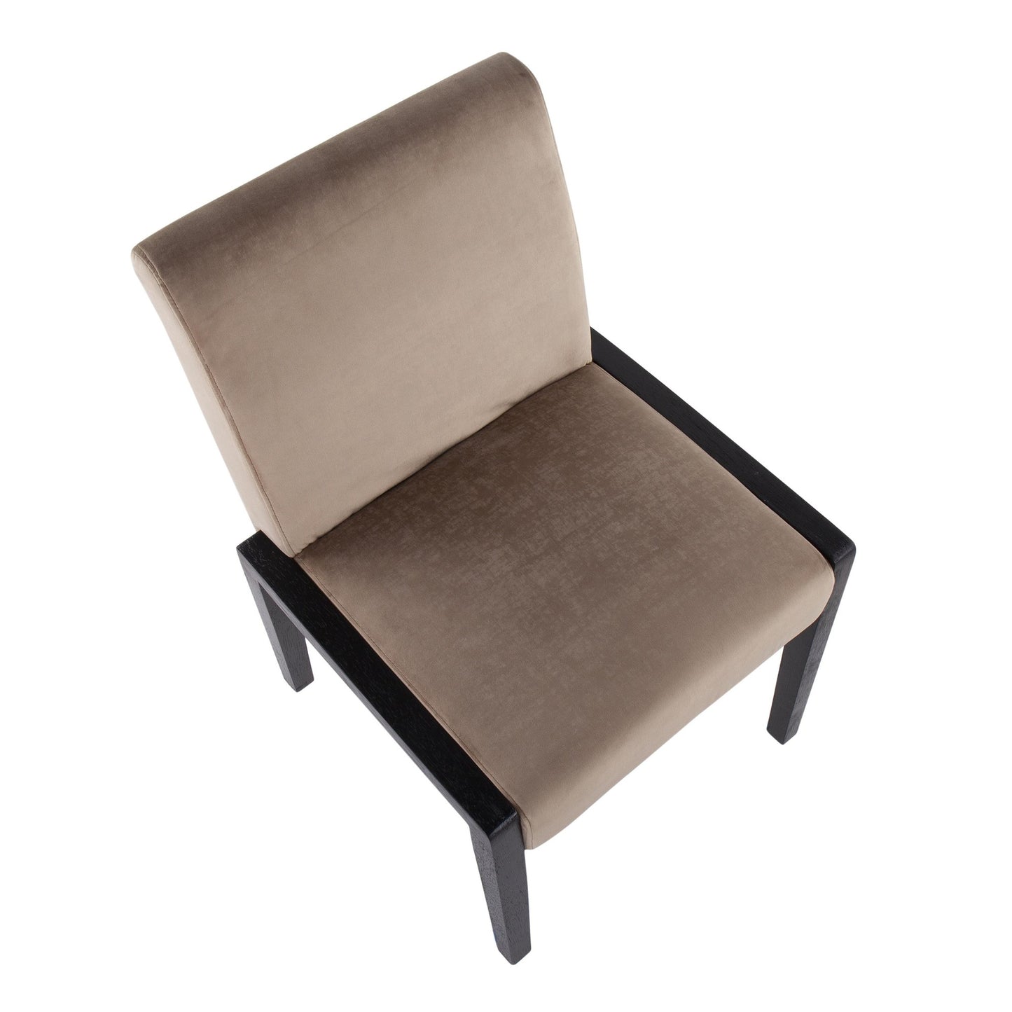 Carmen Contemporary Chair in Black Wood and Beige Fabric   - Set of 2