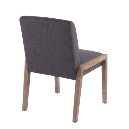 Carmen Contemporary Chair in Black Wood and Beige Fabric   - Set of 2