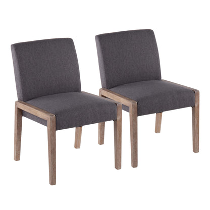 Carmen Contemporary Chair in Black Wood and Beige Fabric   - Set of 2