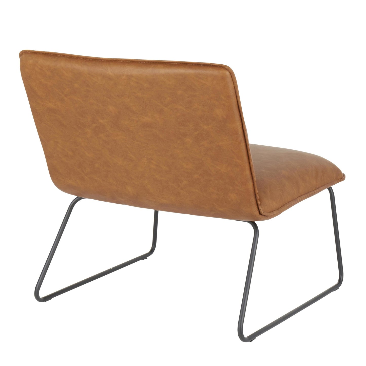 Casper Industrial Accent Chair in Black Metal and Camel Faux Leather